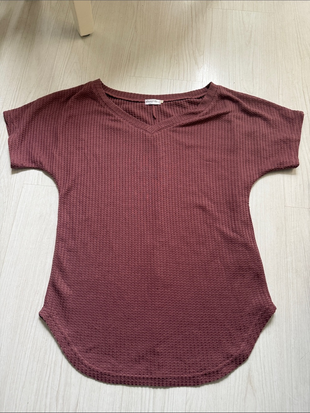 Lucky More V-Neck Comfortable Waffle Knit Top